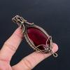Red Flash Labradorite Pendant, 999 Copper Wire Wrapped Jewelry, Gemstone Jewelry Pendant, Handmade Wedding Gift Jewelry