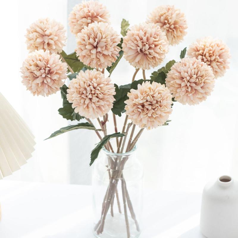 Artificial Flowers Silk Ball Chrysanthemum Wedding Bridal Bouquet Table Windowsill Festival Room Decor Diy Gift Po Props