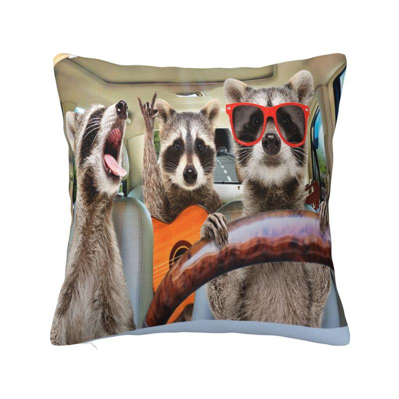 Cute Love Raccoon Throw Pillow Case Bedroom Decoration Fashion Racoon Panda Cushions Cover For Sofa Square Polyester Pillowcase