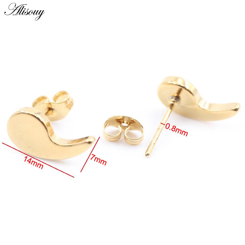 Alisouy 2PCS Stainless Steel Water Drop Comma Men Women Ear Stud Earrings Tragus Septum Daith Captive Cartilage Piercing Jewelry