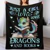 Bücherliebende Drachen-Digitaldruck-Polyester-Schlafzimmer-Samt-Flanell-weiche Sofadecke, Fleece-weiche Bettdecken