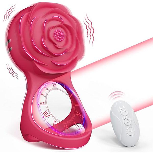 Rose Penis Ring Sex Toys Cock Ring Wearable Penis Ring Vibrator with Remote Control Adult Toys for Male Female