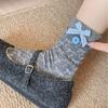 Ladies Autumn Winter Thickened Warm Cute Bow Cartoon Dog Wool Drum Pile Socks