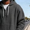 Sweat-shirt Homme Gaufre Hoodie Couleur Unie Pull 1/4 Zip avec Poche Avant Automne Hiver Décontracté Coupe Ample Hauts de Sport