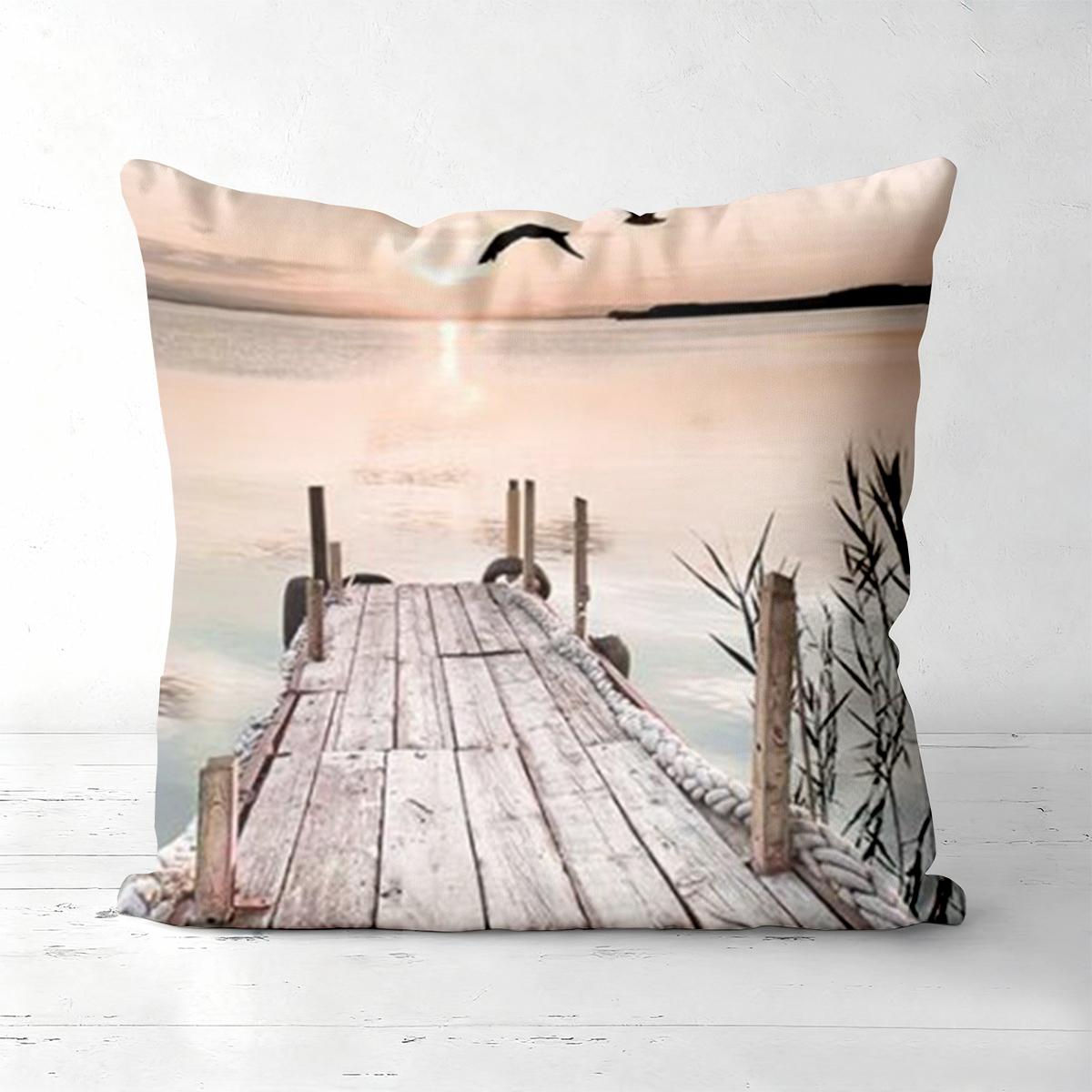

Seagull And Pier Windmill Printed Decorative Cushion Covers Polyester pillowcase, sofa decorative cushion cov Headboard Pillow 45x45cm