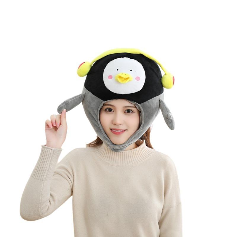 Girl heart penguin hood hat, photo props photo props cartoon hood plush hat
