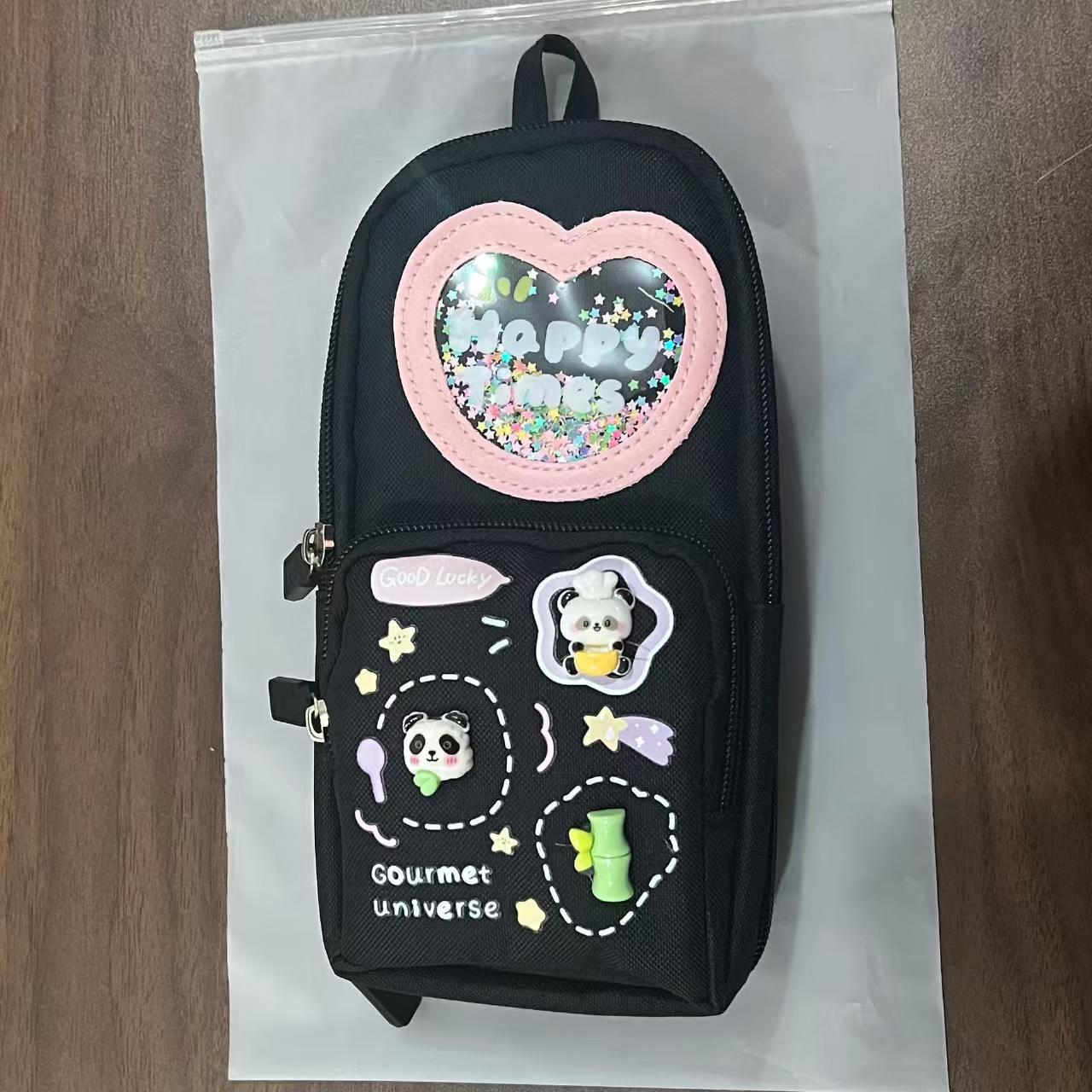 

Large Capacity Dirt-Resistant Pencil Case for Primary Students - Cute Milky-White Capybara & Giant Panda Design