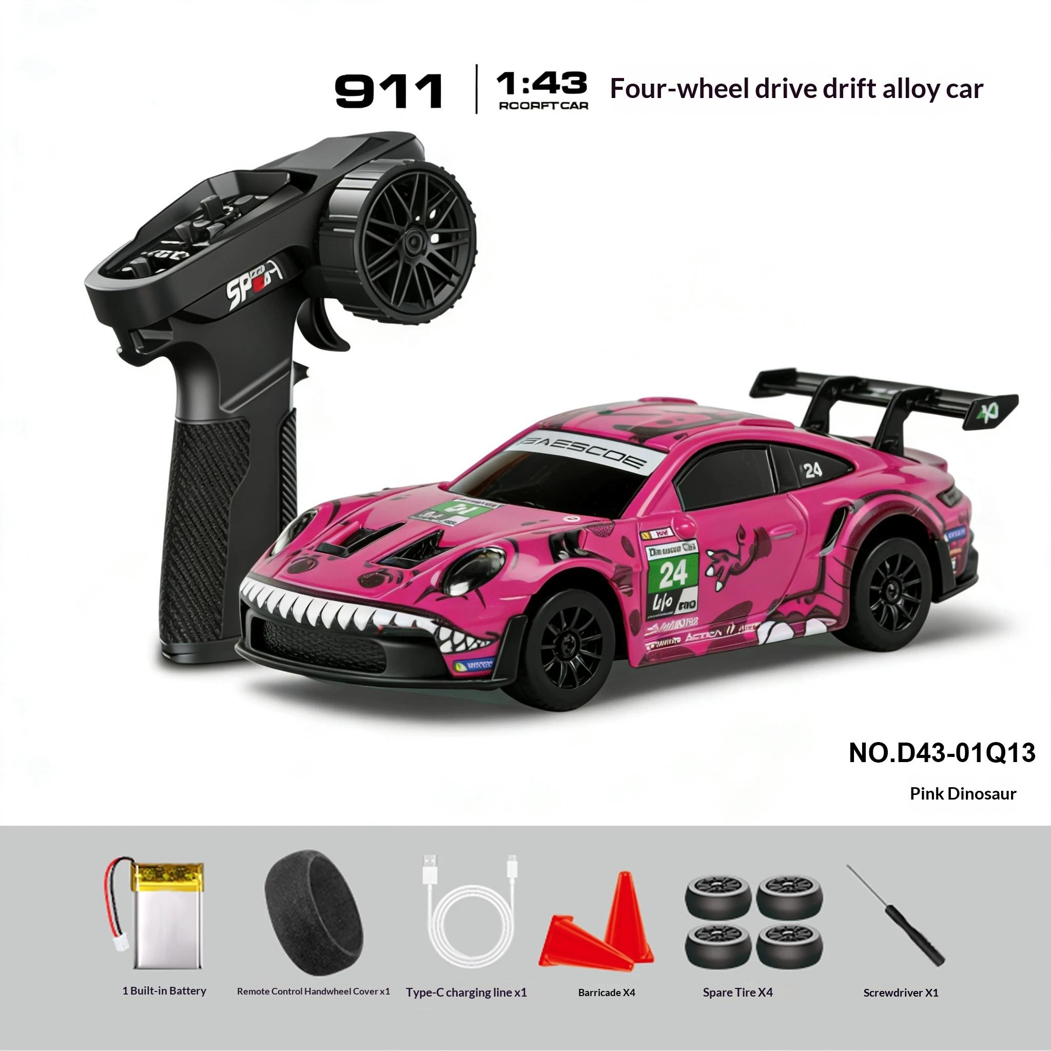 Latest Product Available Now Hongxing Electroplating/Dinosaur Coating 1:43rc Full Proportional Gyroscope Four-Wheel Drive Racing Drift C розовый