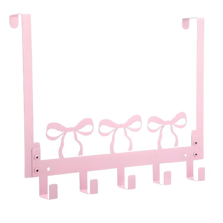 Space Efficient 5 Coat Hanger Pink Metal Hanging Hook With Artistic Bows Detail Ideal For Bathroom Kitchen Living Area 1 1480₽