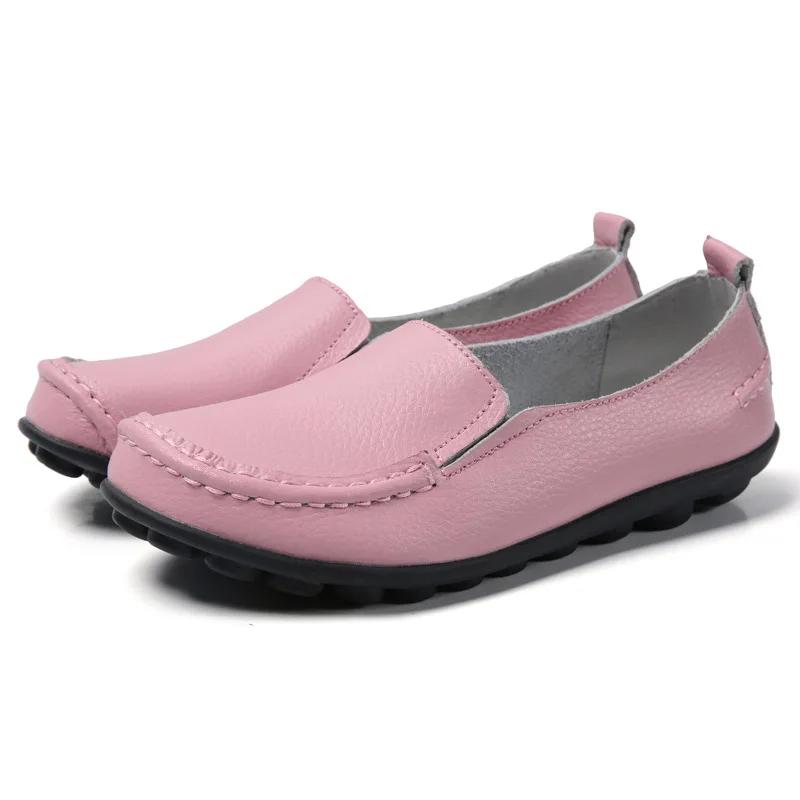 Fashion Women Flats Genuine Leather Fashion Footwear Women Shoe Moccasins Shoes Women Slip On Flat Shoes Soft Plus Size Tenis Feminino