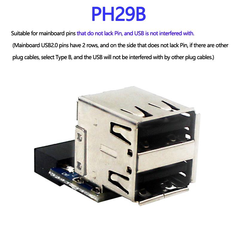 USB 2.0 Motherboard Header 9pin 10pin Motherboard to 2 Ports USB 2.0 Dual USB A 9 Pin Female Adapter Converter