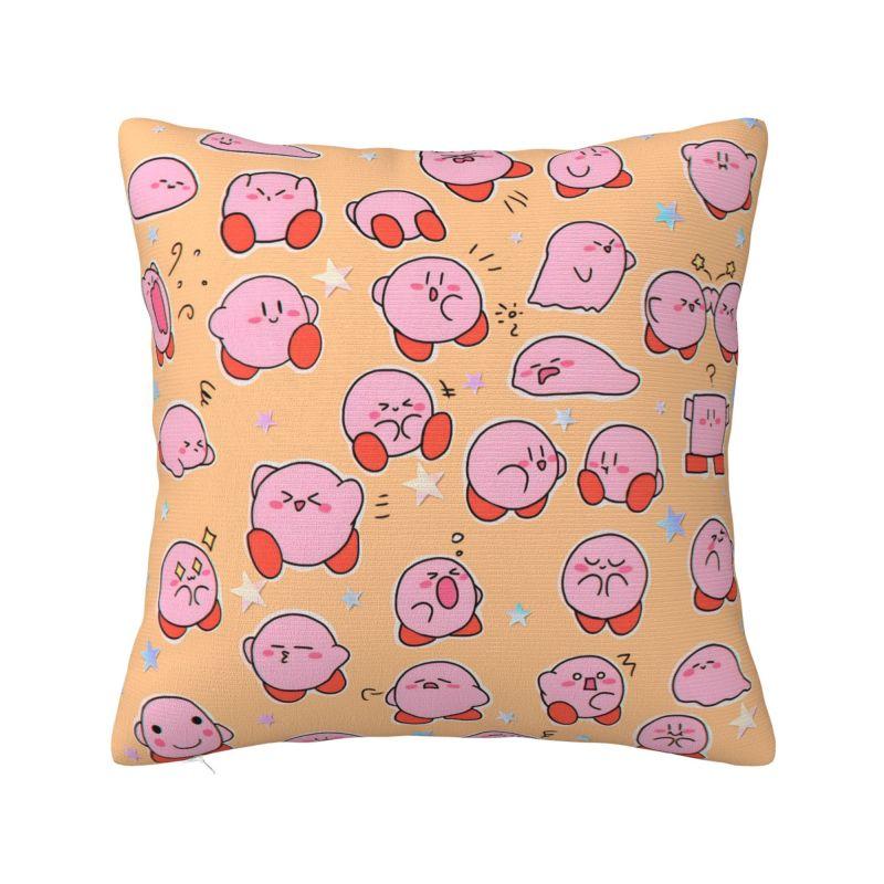 Custom Kirbys Video Game Cushion Cover Cartoom Anime Velvet Modern Pillow