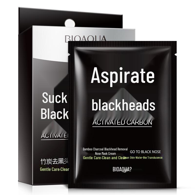 BIOAQUA Bamboo Charcoal Blackhead Remover Nose Mask for T-Zone Care, Skin Cleansing, and Pore Minimizing.