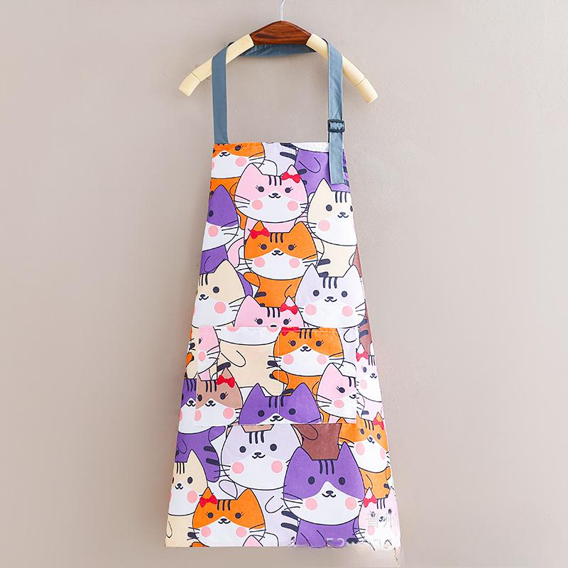 

1 шт. Регулируемый фартук с цветочным и сердечным принтом - Легко чистящийся ПВХ материал, Большой передний карман, Стильный кухонный аксессуар для готовки и садоводства фиолетовый
