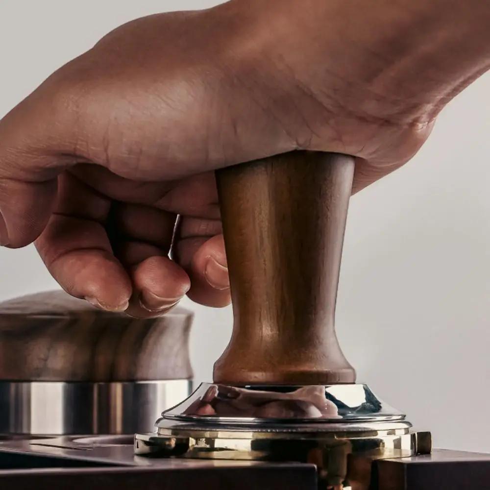 Premium 51/53/58MM Coffee Tamper Wooden Handle Durable DIY Coffee Tool Stainless Steel Base Pressure Hammer Professional Use