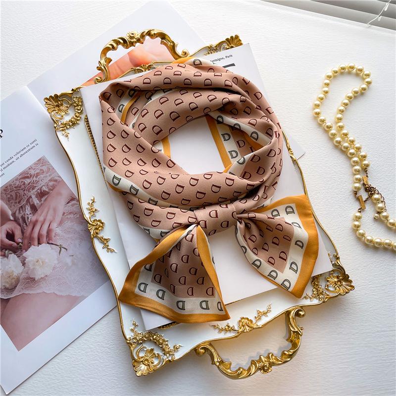 Women Luxury Design Print Silk Ribbon Female Foulard Floral Headband Neck Tie Bag Suit Scarf Hair Band Kerchief Neckerchief