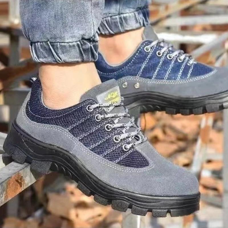 Large Size Men's Safety Shoes Anti Smashing Puncture-proof Men Anti Spark Work Shoes with Protection Anti Slip Safety Boots New