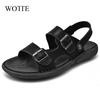 Men's Beach Sandals Casual Leather Breathable Beach Sandals Men's Outdoor Footwear Comfortable Summer Shoes Fashion Slippers