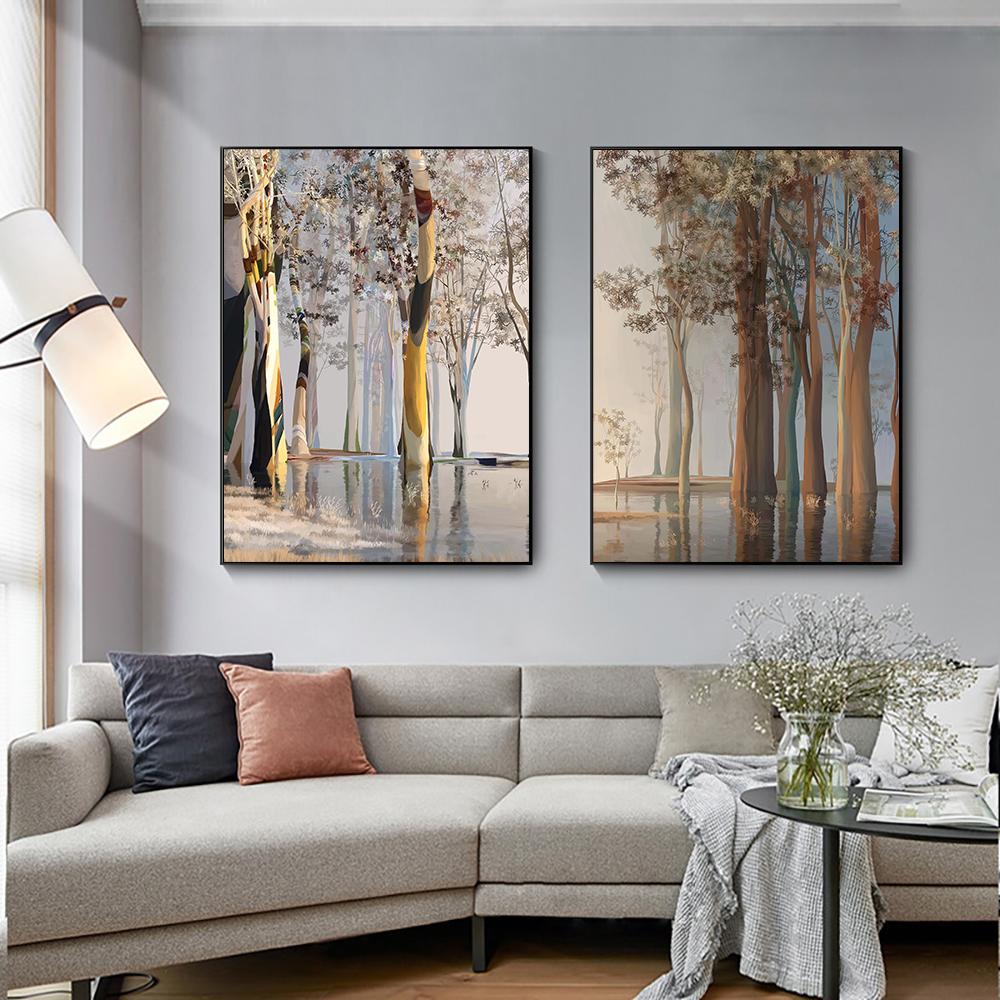 Modern Abstract Tree of Life Oil Painting Prints On Canvas Painting Posters Colorful Tree Wall Art Picture for Living Room Decor