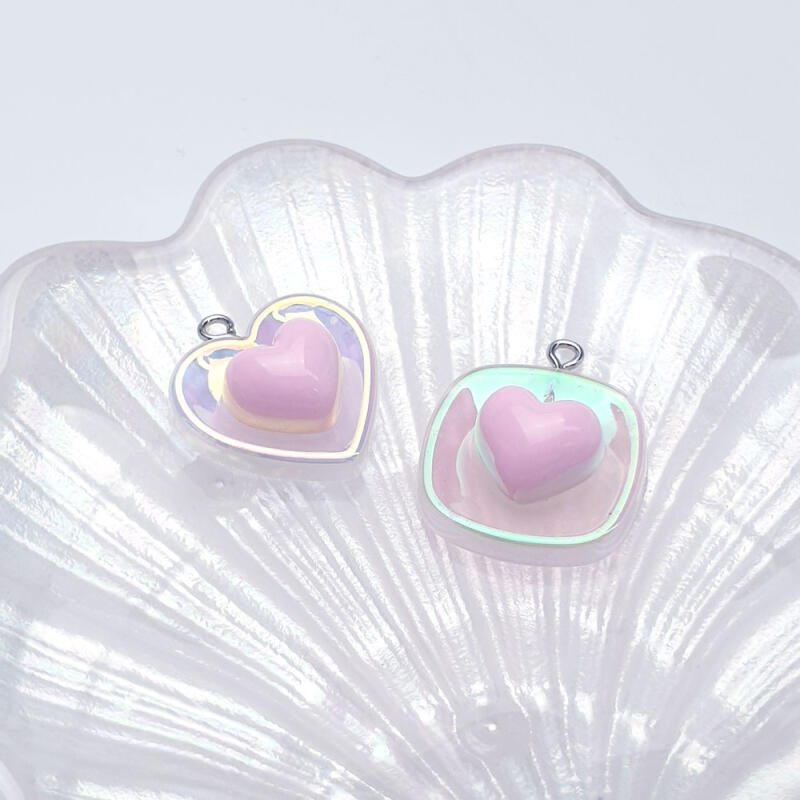 Acrylic transparent heart keychain pendant accessory supplies Double Heart