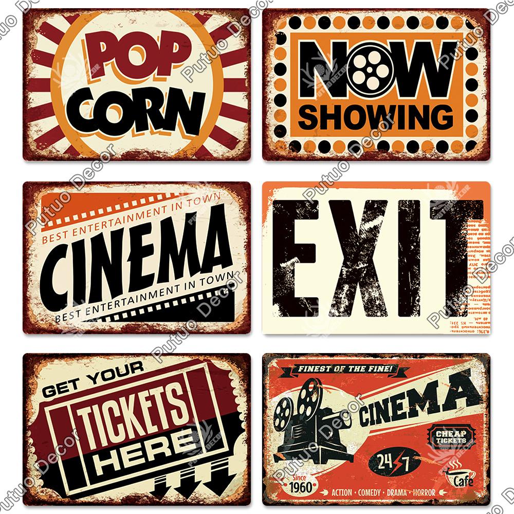 Decor Cinema Vintage Metal Plaque Metal Sign Tin Sign Iron Poster for Movie Theater Club Living Room Home Wall Decor