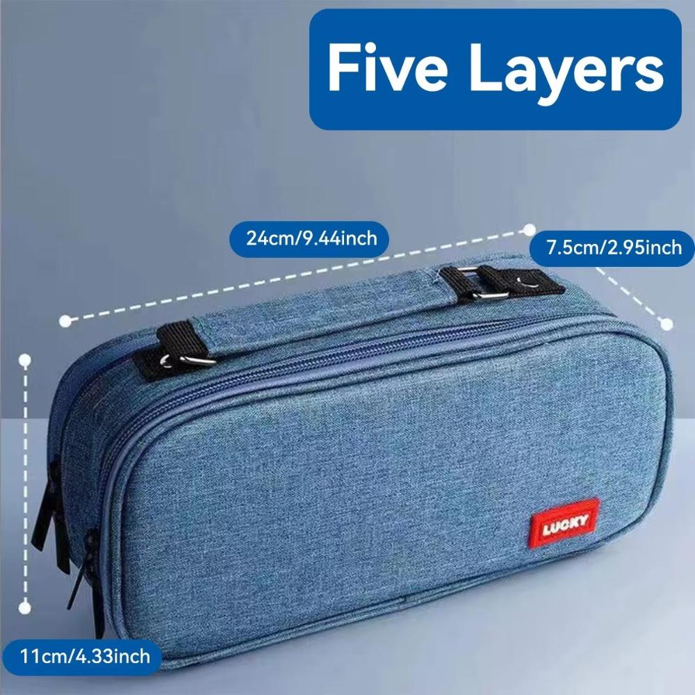 5 Layer Canvas Pencil Case Portable Student Stationery Boxes Pen Storage Bag  School Supplies