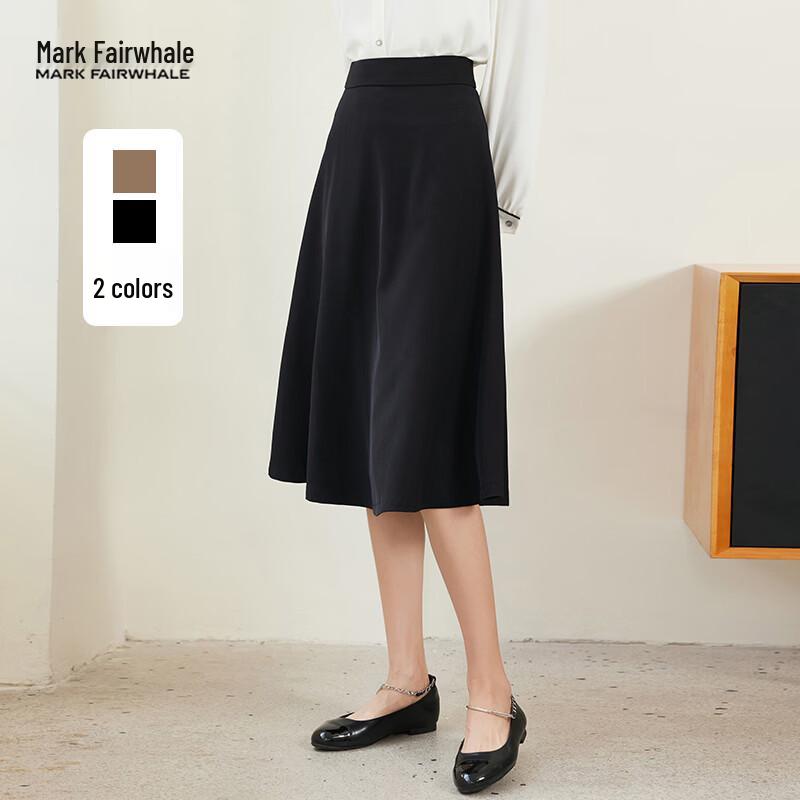 MARK FAIRWHALE Women s Black High-Waisted A-Line Skirt L
