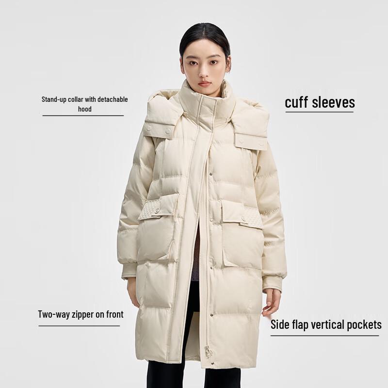 Qianrengang Women's Hooded Mid-length Down Jacket Y308119Y
