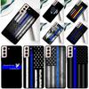 Police Thin Blue Line American Flag Phone Case For Samsung Galaxy S25 Ultra S9 S10 S20 S21 FE S22 S23 S24 Plus S24 Ultra Cover
