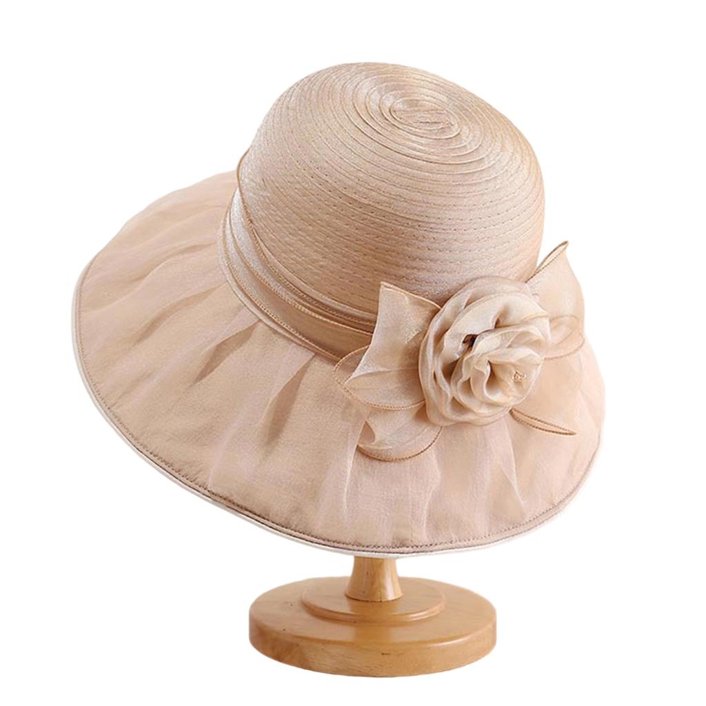 Mesh Flower Bucket Hats Women's Fashionable Elegant Wide Brim Sun Protection Beach Caps for Summer Outdoor Travel Sun Hats