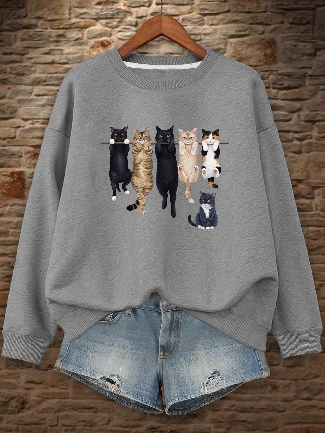 

женские свитшоты с кошачьими характерами XXL темно-серого