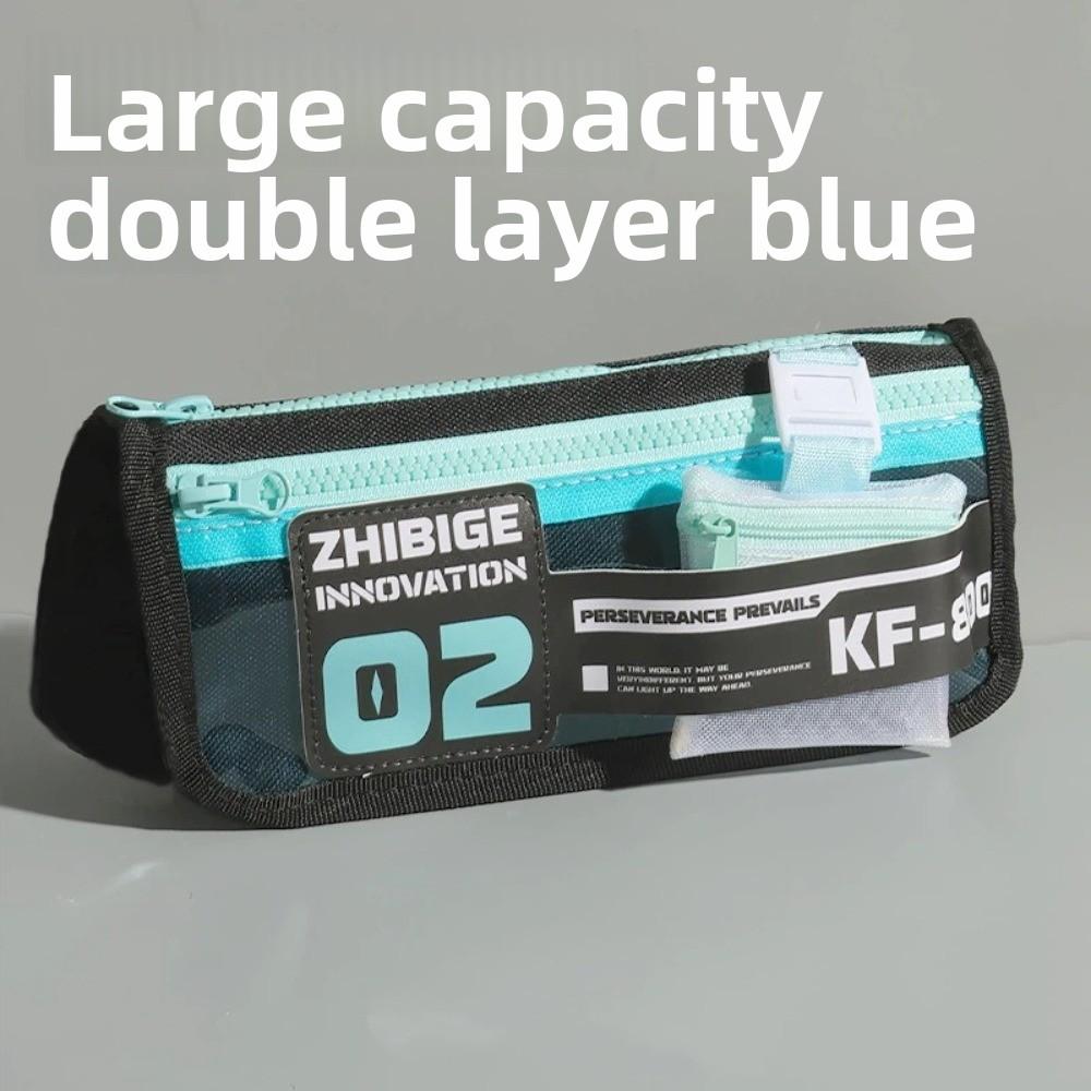 Canvas Letters Stationery Bag Double-layer Pencil Pouch Ins Fashion Racing Car Pen Bag Boys Men