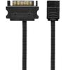 CRJ Slimline SATA Power Adapter Cable Black Sleeve Powers Slimline Disk Drives with SATA Power Connectors - 12-inch (30cm), - 6-Pin 15-Pin