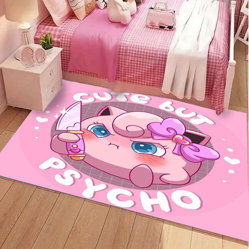 Pokémon print rug, cute Pikachu, Jigglypuff and Charmander cartoon decorative rug, home décor 60x90cm