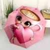 1pc Cappuccino Heart Themed Umbrella, 8 Rib Frame,Automatic Opening 3 Fold Umbrella, Lightweight and Durable Couple Umbrella-110
