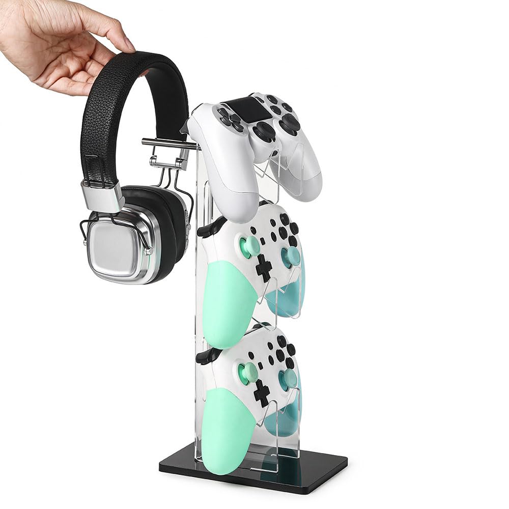 

Підставка для контролерів Bombinate Стильне зберігання Тримач для контролерів Стійка для зберігання ігрової консолі Ігрова стійка (Чорна база)