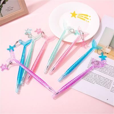 12Pcs/Lot Cute Cartoon Fishtail Fairy Starfish Pendant Neutral Pen 0.5mm Blue/Black Ink Mermaid Gel Pens School Office Supplies