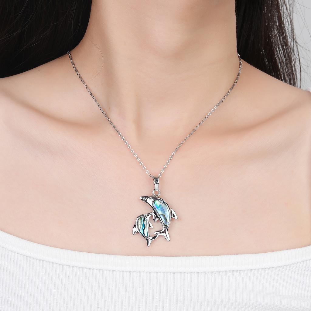 Trendy Marine Animal Dolphin Necklace Gold Silver Plated Abalone Shell Dolphin Choker Minimalist Beach Jewelry for Women Gift