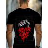 European sizes Men'S T-Shirt | Durable Black Crew Neck with "Never Give Up" Print, Lightweight and Comfortable for Gym and Casual Wear
