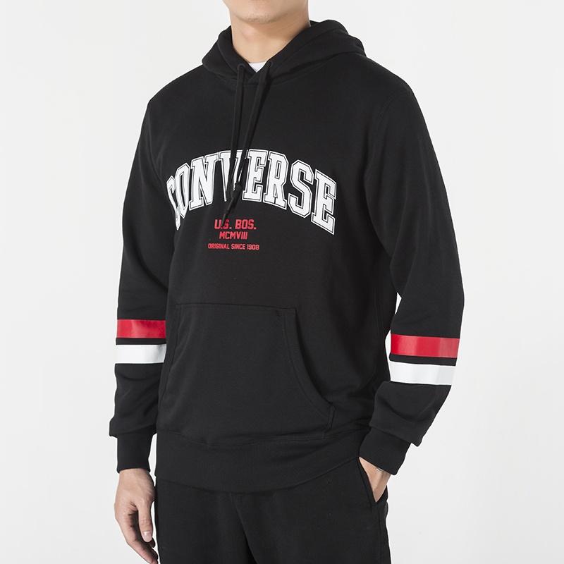 Converse Collegiate Text Pullover Hoodie Asia Sizing 'Black' Men's 10017352-A01