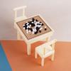 1Set Miniature Chess Table With Chair Mini Flying Chess Ludo Board Game Model Simulation Chessboard Dollhouse Decor Accessories