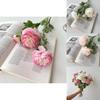Elegant Paeonia Lactiflora Pall Fake Flower Bouquet With Flocked Silk Material For Wedding Home Decor