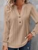 European & American Autumn/Winter Women's Long-Sleeve V-Neck Button T-Shirt 2024
