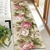 1 Pezzo Tappeto Runner Antiscivolo Lavabile con Fiori Rosa e Foglie Verdi per Ingresso, Soggiorno, Camera da Letto e Patio