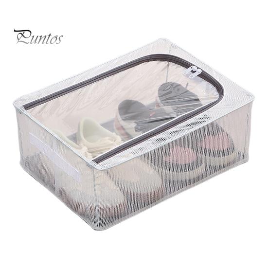 

Прозрачный ящик для хранения с двухсторонними отверстиями, застежка-молния, водонепроницаемый корпус из ПВХ, пылезащитный ящик для хранения обуви под кроватью A