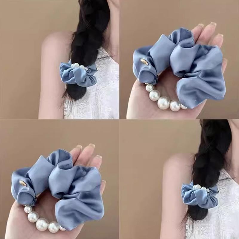 Elegant Pearls Large Scrunchie Hair Band For Women Sweet Hair Ornament Elastics Ponytail Holders Hair Tie Hair Accessories