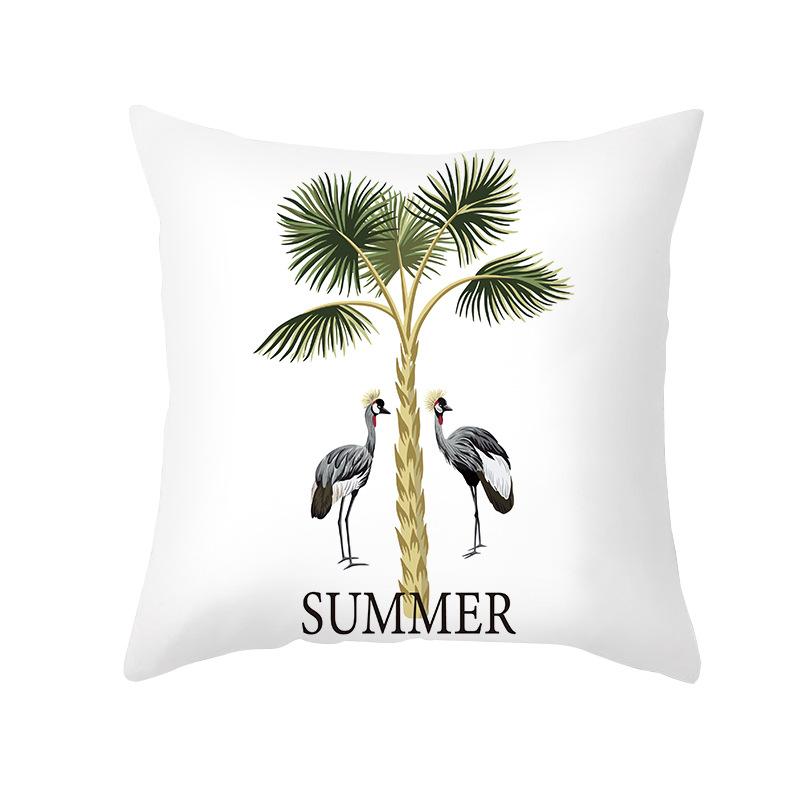 New Tropical Plant Print Pillowcase Summer Peach Skin Cartoon Animal Home Cushion Living Room Cushion