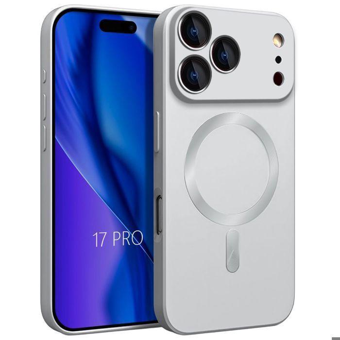 Coque de Téléphone - E.F.Connection - pour iPhone 17 Pro - Silicone Liquide Cercle Magnétique Argenté