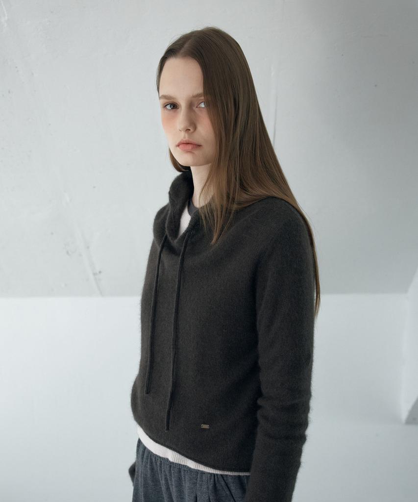 Ahwe Wool Blend Hooded Pullover_Brwon