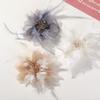 Handmade Feather Brooches Exquisite Pearl Crystal Flower Corsage Hair Accessories Lace Artificial Flower for Pin